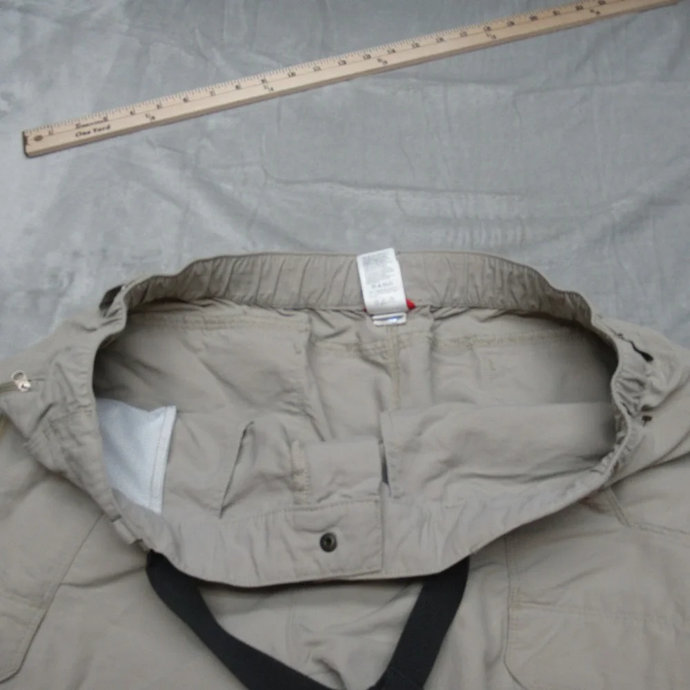 North Face Pants Men XL White Cargo Convertible Belted Rain Wind Pack Hike 37x30